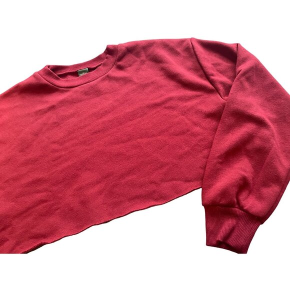 Wild Fable cropped fleece long sleeve crewneck Small deep red - Picture 2 of 4